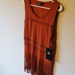 NWT Rock & Republic Brown Fringe Tank medium